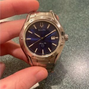 Bulova Marine Star Silver and Blue Watch